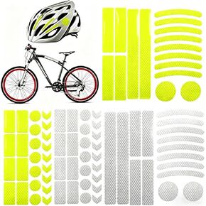 مجموعتان من ملصقات الدراجة العاكسة عالية الوضوح، شريط عاكس، شارات أمان متينة مقاومة للماء للدراجات والخوذ والعتاد الخارجي (أبيض/أصفر) in Kuwait