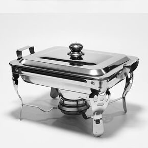 طبق ساخن للبوفيه من الفولاذ المقاوم للصدأ - مجموعة بوفيه وعاء ساخن من الفولاذ المقاوم للصدأ، تقديم الطعام الدافئ، سخان الطعام مع غطاء من الفولاذ الصلب وحامل لتقديم الطعام في حفلات الزفاف in Kuwait