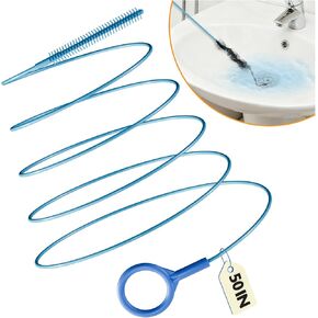 4 Pack Snake Drain Hair Removal Tool, Reusable Drain Snake Hair Drain Clog Remover Tool, 50 Inch Anti-break Steel Shower Drain Snake for Bathtub, Bathroom Sink Drain Unclog in Saudi Arabia