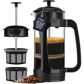 ESPRO P3 French Press Coffee Maker – Patented Double Micro-Filter for Grit-Free Brew, Heat Resistant thicker Borosilicate Glass Coffee press – (18 oz) in Kuwait