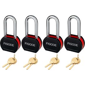 FIGODE® أقفال فولاذية قوية كبيرة مع 8 مفاتيح نفسها، قفل عالي التحمل، عرض 2-3/4 بوصة، أقفال طويلة بطول 2.7 بوصة للباب، البوابة، التخزين، السياج، السقيفة، المزلاج. 4 عبوات ذات مفاتيح على حد سواء in Kuwait