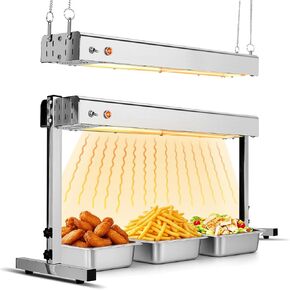 مصباح تسخين الطعام بالأشعة تحت الحمراء التجاري مقاس 24 بوصة من Rovsun، سخان كهربائي بقدرة 750 وات، 113-176 درجة فهرنهايت (45-80 درجة مئوية)، استخدام معلق أو واقف، مصباح لتسخين الطعام للمطعم، البوفيه، تقديم الطعام، من الفولاذ المقاوم للصدأ in Kuwait