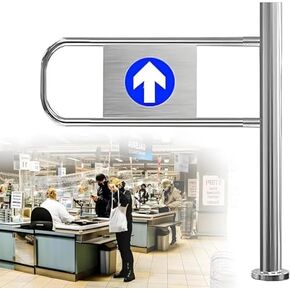 بوابة متأرجحة ارتدادية أوتوماتيكية - باب أمان في اتجاه واحد بزاوية 90 درجة، حاجز وصول من الفولاذ المقاوم للصدأ لمحلات السوبر ماركت، جهاز أمان إغلاق تلقائي للدخول الآمن in Kuwait