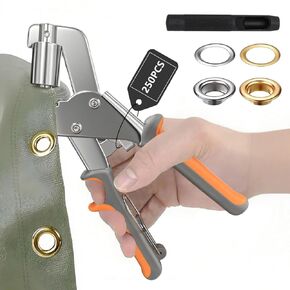 مجموعة حلقات معدنية احترافية - 500 قطعة ثقوب 10 مم (ذهبي وفضي) + أداة ضغط يدوية شديدة التحمل للنسيج والجلد والقماش والأعمال اليدوية in Kuwait