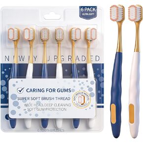 Adult Wide Head Soft Hair Toothbrush, Manual Toothbrush, Excellent Cleaning Effect for Large Head, Ultra Soft Brush Thread Can Gum-Friendly(6 Pack) in Kuwait