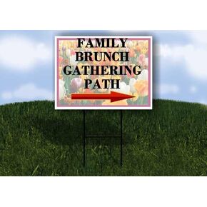 Family Brunch Gathering Path Spring Flowers Tulips Directional Arrows A-Frame Double Sided 23x23 in. sign in Kuwait