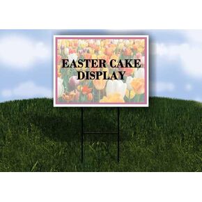 Easter Cake Display Spring Flowers Tulips Directional Arrows A-Frame Double Sided 23x23 in. sign in Kuwait