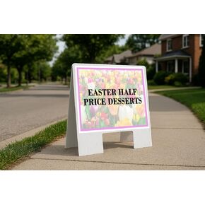 Easter Half Price Desserts Spring Flowers Tulips Up Arrows A-Frame Single Sided 23x23 in. sign in Kuwait