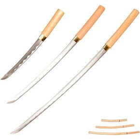 طقم ساموراي كاتانا مكون من ثلاث قطع مصنوع يدويًا من سوفاجين ｜1045 فولاذ عالي الكربون مع أخدود الدم｜درجة جامعي الفنون القتالية in Kuwait