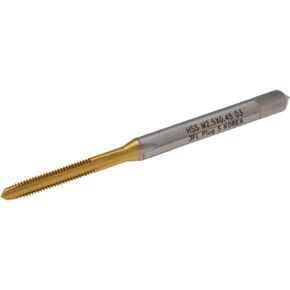 Hertel Straight Flute Tap, M2.5x0.45 Metric Coarse, 3 Flute, Plug Chamfer, 6H Class of Fit, High-Speed Steel, Titanium Nitride Finish, 1/2" Thread Length, 1-13/16" OAL in Saudi Arabia
