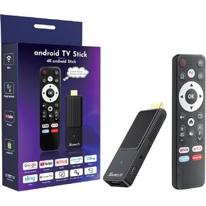 Android TV Stick 4K, 2025 TV Stick Android 14.0 2GB RAM 16GB ROM Ultra HD RK3518 CPU Supports Wi-Fi 6 2.4G/5G Wi-Fi Bluetooth 5.0 USB HDR10 with Bluetooth Voice Remote Control - Black in Kuwait