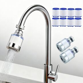 2 Pack Sink Water Filter Faucet, Universal 360 ° Rotating Bathroom Sink Filter, Kitchen Faucet Water Filter Removes Chlorine Fluoride Heavy Metals Hard Water for Home Bathroom Kitchen (2 Pack-Blue) in Kuwait