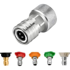 Garden Hose to Pressure Washer Adapter, 3/4-Inch Ght Connection to 1/4-Inch Stainless Steel Quick-Connect Fitting, Tool-Free, Ideal for Car Washing and Household Cleaning in Saudi Arabia