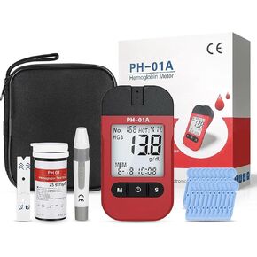 مجموعات اختبار الهيموجلوبين مع 25 شريط اختبار الهيموجلوبين، مجموعة أدوات اختبار الهيموجلوبين للاستخدام المنزلي، مجموعة اختبار الهيموجلوبين المنزلية، سهلة الاستخدام. in Kuwait