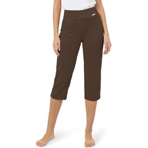 Tapata Womens Capri Pants 19"/20.5" Yoga Dress Capri Casual Straight Leg Capris Stretch High-Waist Work Pants for Summer 19'', Twill, Brown, M in Kuwait