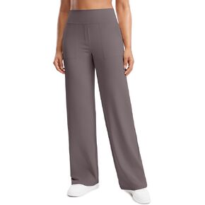 POSHDIVAH سراويل اليوغا للنساء 33 بوصة عالية الخصر بنطال ذو قصة أرجل واسعة مع جيوب مطاطية فستان صالة غير رسمي Sweatpants in Kuwait