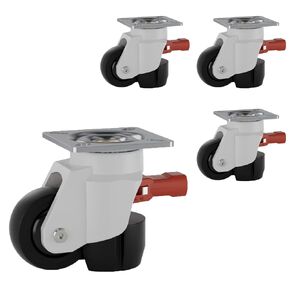 عجلة عجلات تسوية العجلات مع مقبض سقاطة ارتفاع عجلات لوحة قابلة للتعديل مجموعة من 4 سعة تحميل إجمالية 580 رطل عجلات صناعية قابلة للسحب شديدة التحمل -T50 in Kuwait