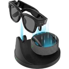 قاعدة شحن 2 في 1 متوافقة مع نظارات Ray Ban Meta Display الذكية والشريط العصبي، شاحن مغناطيسي سريع لملحقات نظارات RayBan Meta Display in Kuwait