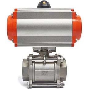 DN40 ثلاث قطع صمام كروي هوائي ذو منصة عالية من الفولاذ المقاوم للصدأ 304 أسطوانة مزدوجة التمثيل in Kuwait