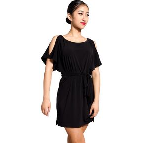 SCGGINTTANZ G1041 Latin Ballroom Dance Professional bat Sleeve and Tied Design Dress (Includes a Belt) in Kuwait