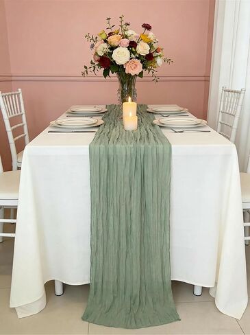 3 Pack Sage Green Cheesecloth Table Runner -17×120 Inch Gauze 10 FT Long Cheese Cloth Table Runners for Bridal Wedding Party Baby Shower Holiday Birthday Home Easter Decor in Saudi Arabia