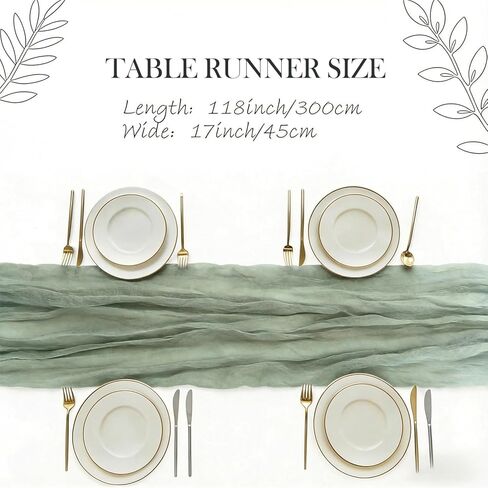 3 Pack Sage Green Cheesecloth Table Runner -17×120 Inch Gauze 10 FT Long Cheese Cloth Table Runners for Bridal Wedding Party Baby Shower Holiday Birthday Home Easter Decor in Saudi Arabia