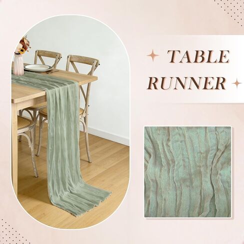 3 Pack Sage Green Cheesecloth Table Runner -17×120 Inch Gauze 10 FT Long Cheese Cloth Table Runners for Bridal Wedding Party Baby Shower Holiday Birthday Home Easter Decor in Saudi Arabia