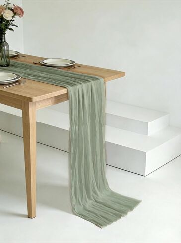 3 Pack Sage Green Cheesecloth Table Runner -17×120 Inch Gauze 10 FT Long Cheese Cloth Table Runners for Bridal Wedding Party Baby Shower Holiday Birthday Home Easter Decor in Saudi Arabia