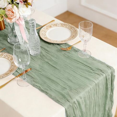 3 Pack Sage Green Cheesecloth Table Runner -17×120 Inch Gauze 10 FT Long Cheese Cloth Table Runners for Bridal Wedding Party Baby Shower Holiday Birthday Home Easter Decor in Saudi Arabia