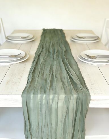 3 Pack Sage Green Cheesecloth Table Runner -17×120 Inch Gauze 10 FT Long Cheese Cloth Table Runners for Bridal Wedding Party Baby Shower Holiday Birthday Home Easter Decor in Saudi Arabia