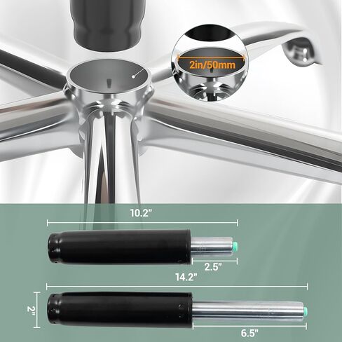 10.2" - 14.2" Office Chair Cylinder Replacement - Heavy Duty Class 4 Gas Lift with 4-Inch Height Adjustment, Universal Fit for Most Office & Gaming Chairs in Kuwait