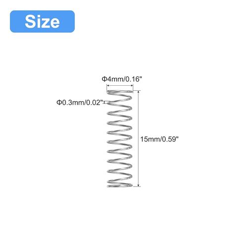 Compression Spring, 5Pcs 304 Stainless Steel, 4mm OD, 0.3mm Wire Size, 15mm Free Length, Silver Tone in Saudi Arabia