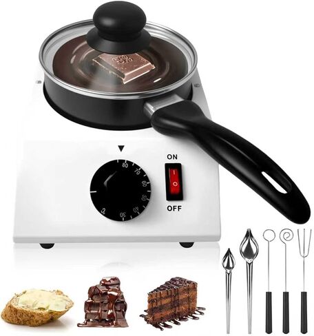 2026 ترقية آلة ذوبان الشوكولاتة، وعاء ذوبان الشوكولاتة سعة 1 لتر مع أدوات غمس الحلوى، آلة تقسية الشوكولاتة الكهربائية للشوكولاتة والحلوى والزبدة لصنع نبيذ حليب القهوة الدافئ (40 وات، 110 فولت) in Kuwait