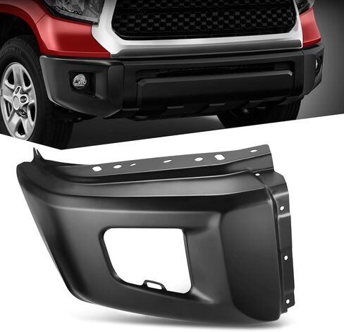 شريط وجه المصد الأمامي من Auto Dynasty متوافق مع Toyota Tundra 2014-2021، غطاء نهاية غطاء المصد الجانبي الأيسر للسائق مع فتحات ضوء الضباب، فتحات مستشعر غير قابلة للوقوف، كروم مصقول in Saudi Arabia