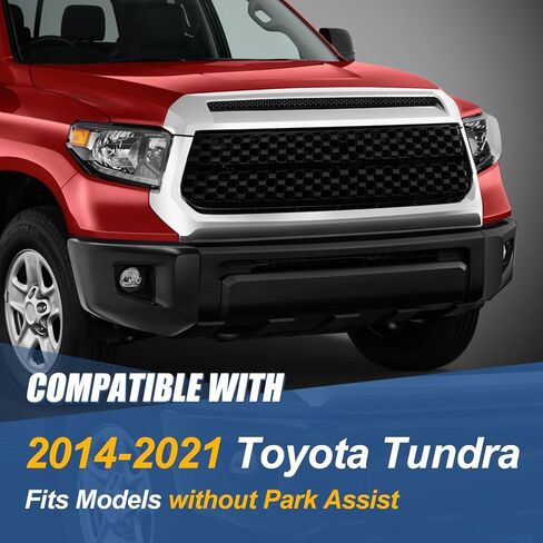 شريط وجه المصد الأمامي من Auto Dynasty متوافق مع Toyota Tundra 2014-2021، غطاء نهاية غطاء المصد الجانبي الأيسر للسائق مع فتحات ضوء الضباب، فتحات مستشعر غير قابلة للوقوف، كروم مصقول in Saudi Arabia