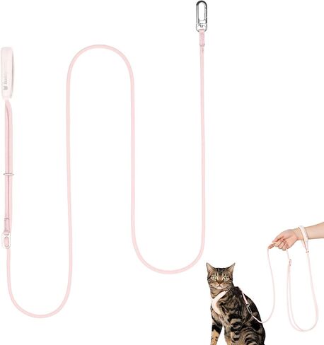 Hands Free Cat Leash Lightweight 4.1-7.2FT Adjustable Durable Rope Leash with Padded Handle, Versatile Crossbody Waist Lead for Cats Puppy ≤26lbs Outdoor Walking (Burgundy, S) in Saudi Arabia