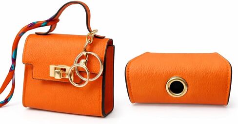 حقيبة حامل حقيبة فضلات الكلاب ذات التصميم الفاخر - حقيبة توزيع أكياس نفايات الحيوانات الأليفة من باركين مع أجهزة ذهبية، ملحق محمول لمشي الكلاب مع مشبك سلسلة مفاتيح لمقود الكلاب والسفر (وردي) in Kuwait