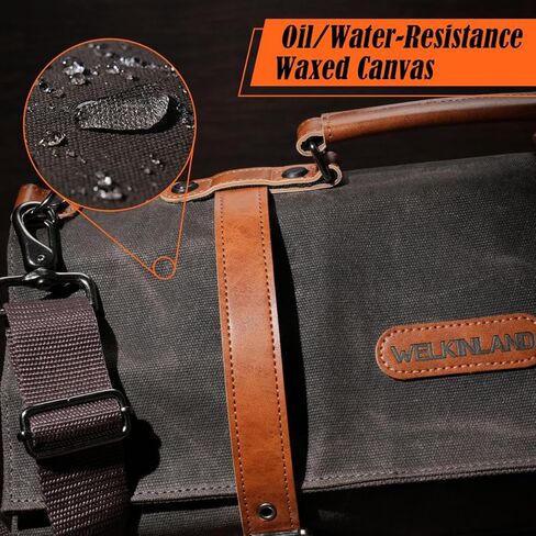 WELKINLAND 13-Pocket Knife Roll, Waxed-Canvas Leather Knife Roll Bag, Heavy-Duty Chef Knife Roll Bag, WaterProof Knife Wrap Roll, Portable Chef Knife Roll Up, Chef Knife Bags And Rolls in Kuwait