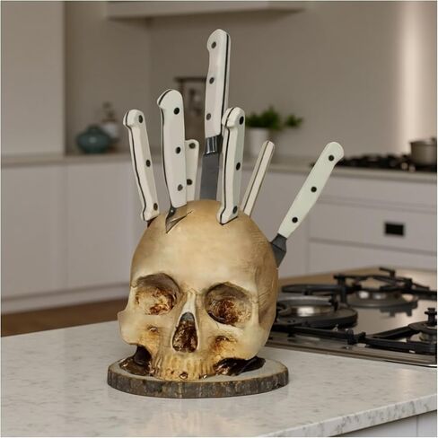 Skull Knife Holder for Storage, Funny Skeleton Knife Holder, Creative Horror Storage Head Rack, Skeleton Knife Stand for a Scary Party. in Saudi Arabia