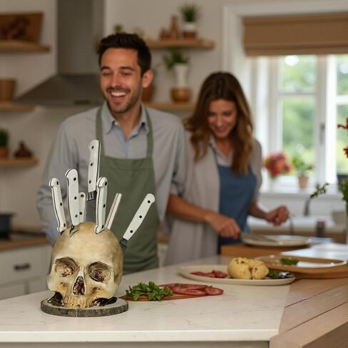 Skull Knife Holder for Storage, Funny Skeleton Knife Holder, Creative Horror Storage Head Rack, Skeleton Knife Stand for a Scary Party. in Saudi Arabia