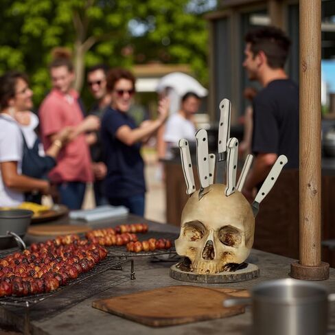 Skull Knife Holder for Storage, Funny Skeleton Knife Holder, Creative Horror Storage Head Rack, Skeleton Knife Stand for a Scary Party. in Saudi Arabia