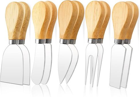10 Pcs Cheese Knives, Wooden Handle Cheese Knife Set for Charcuterie Board, Mini Steel Stainless Cheese Cutter, Spreader, Fork for Party Wedding Christmas, Charcuterie Accessories in Saudi Arabia
