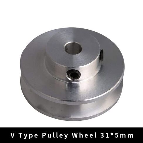 Silver Aluminum Alloy V-Shape Groove Pulley for Motor Shaft 3-5mm PU Round Type Belt 31x15x5mm in Saudi Arabia