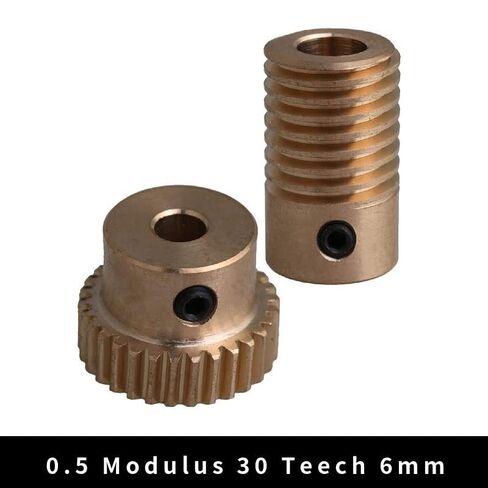 1:30 Ratio Brass Metal Worm Gear Set with 4mm Hole Wheel 6mm Hole Shaft 0.5 Modulus in Saudi Arabia