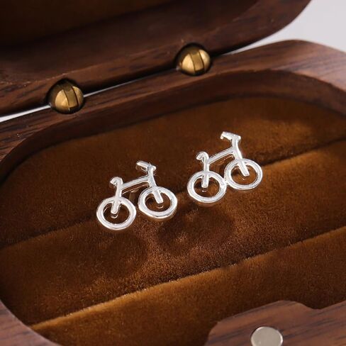 أقراط الدراجة للنساء والفتيات اللطيفة الصغيرة الفضية للدراجات لا تسبب الحساسية، مجوهرات أنيقة in Kuwait