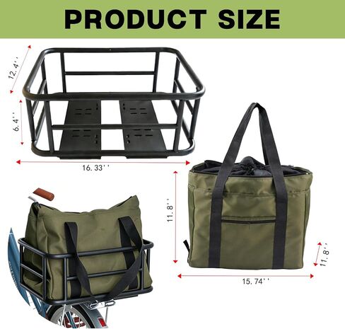 سلة الدراجة الخلفية، سلة الدراجة ذات الرف الخلفي مع حقيبة تخزين مقاومة للماء، سلال خلفية للدراجة ذات سعة كبيرة لمعظم الدراجات والدراجات الإلكترونية، سهلة التركيب in Kuwait