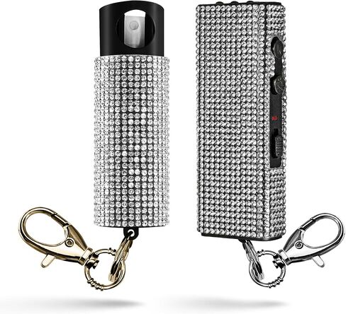 Guard Dog Security Bling It On Stun Gun and Pepper Spray for Self Defense, Fashionable Self-Defense Keychain Set for Women, Glow-in-The-Dark Actuator, 16-Ft Range, USB Rechargeable in Kuwait