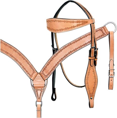 مجموعة طوق الصدر من HILASON Western Horse Headstall من الجلد الأمريكي الأصلي | لرؤوس الخيول in Saudi Arabia