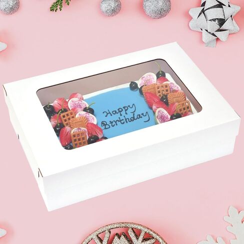 JJO 26x18x5 بوصة علب كعكة كاملة ورقة مع لوحات كعكة سميكة، 5 صناديق مخبز كبيرة حزمة صناديق كعكة مستطيلة مموجة لكعكة ورقة 26x18 بوصة، الكعك، براوني، الخبز المعجنات، الكعك، كب كيك in Kuwait