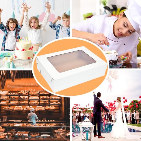 JJO 26x18x5 بوصة علب كعكة كاملة ورقة مع لوحات كعكة سميكة، 5 صناديق مخبز كبيرة حزمة صناديق كعكة مستطيلة مموجة لكعكة ورقة 26x18 بوصة، الكعك، براوني، الخبز المعجنات، الكعك، كب كيك in Kuwait